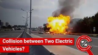 FACT CHECK: Viral Video Shows Aftermath of Collision between Two Electric Vehicles?