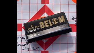 Belom 7.62x39 123 gr ammo accuracy/range test in the Ruger American Ranch 7.62x39 rifle!