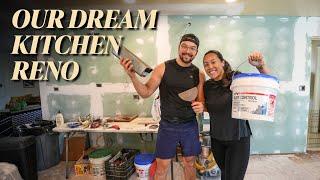 EP 6: Mud + Tape All Our Drywall!! | OUR DREAM KITCHEN RENOVATION