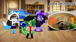 la reacciónes de Arty the alligator,Wolfie wolf y Tito the turle,a la sopa de tortuga__