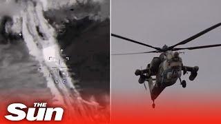 هلیکوپترهای رزمی Mi-28 روسیه خودروهای زرهی اوکراینی را منهدم کردند