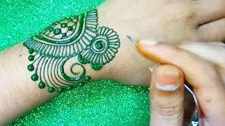 Arabic green colour mehandi designs for back hand || stylish mehandi designs decoration.