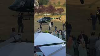 Epic bridal entrance in helicopter at Three Rivers Country Club, Essex | Wedding Car Hire