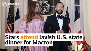 Stars attend lavish U.S. state dinner for Macron