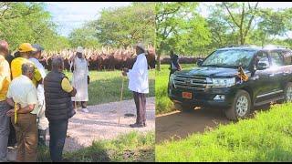 Museveni meets Anitah Among and  Ministers at his Farm as they tour around