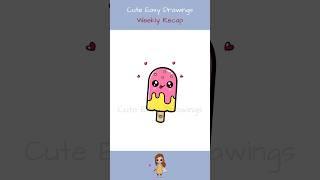 Cute Easy Drawings ice cream, cake, sofa, unicorn, hearts, juice