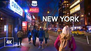 Evening Walk in NEW YORK - Relaxing Sounds of Manhattan at Night - 4k Travel Walking Tour