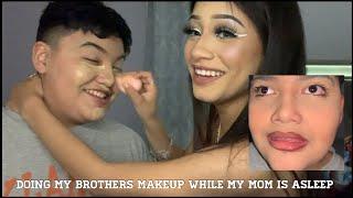 Doing my little brothers makeup at 3 am while my mom is asleep