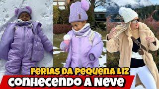 Lore levou a filha Liz para conhecer a Neve em Bariloche