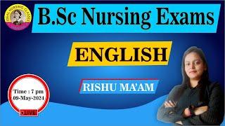 ENGLISH  BS.C NURSING | NEET, NURSING AIIMS   | BSC NURSING EXAM UP BS.c NURSING| BY RISHU MA'AM