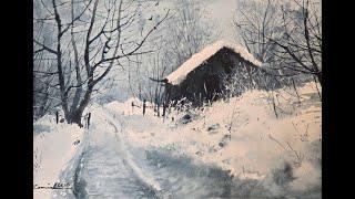 Watercolour Painting Tutorial : Snowy Scene