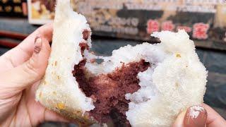 Fried glutinous rice dough cake making in China｜Chinese street food