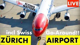 LIVE PlaneSpotting  #ZÜRICH AIRPORT - incl GO-AROUND Swiss!