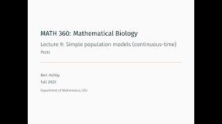 MATH 360 - Lecture 9 - Pests (Spruce Budworm model)