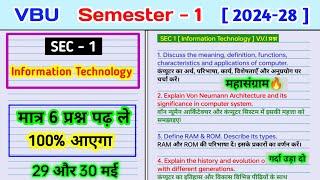 SEC 1 information Technology important questions. Computer ka Arth paribhasha karya visheshta