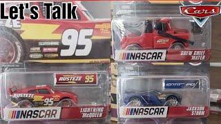 Mattel Disney Pixar Cars Diecast New NASCAR SERIES Let's Talk Lightning McQueen, Champion Jackson