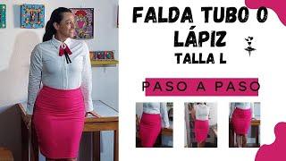 PASO A PASO Cómo hacer falda tubo o lápiz TALLA L con abertura