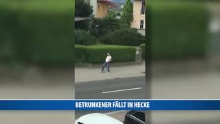 Betrunkener fällt in Hecke