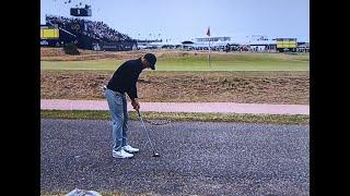 Jordan Spieth makes par from the road 17th road hole 2022 open St Andrews.