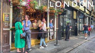 Walking London on a Hot Summer Day | 4K HDR Virtual Walking Tour around the City | London City Tour
