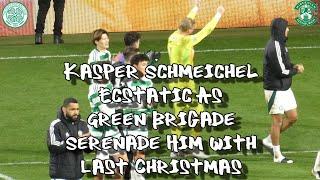 Kasper Schmeichel Ecstatic as Green Brigade Serenade Him With Last Christmas - Celtic 3 - Hibs 0