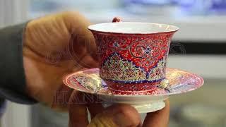 Persian enameled handicraft Mina   Enamel cup of coffee Red