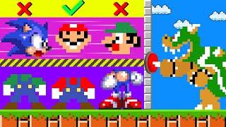 Mario, Luigi and Sonic BODY SWAP Challenge in Super Mario Bros.