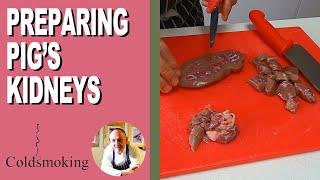 Preparing Pig's Kidneys - Ready for using in a steak & kidney pudding