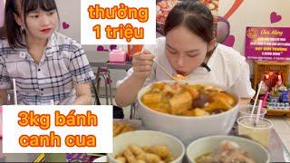 Bé Mai Và Bé Ngân Cùng Đi Thử Thách Bánh Canh Cua Tâm Tím Nhận 1 Triệu Tiền Thưởng