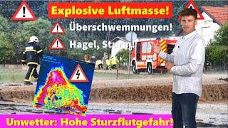 Warnstufe ️ violett: Extreme Unwetter am Dienstag. DIESE Regionen sind von Sturzfluten betroffen.