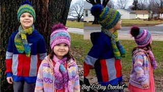 Easy Crochet Beanie and Scarf | Easy Crochet kid hat and scarf set | Bagoday Crochet Tutorial 554