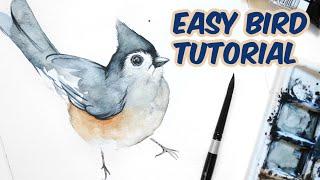 Easy watercolor bird tutorial (loose watercolors with details)