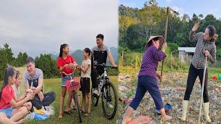 Uyen can't believe what police Thien did - mom and grandma talk and renovate the garden.