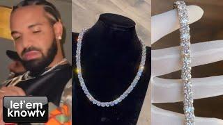 Drake Asked Alex Moss To Match His Earrings With This Crazy Diamond Necklace & Bracelet