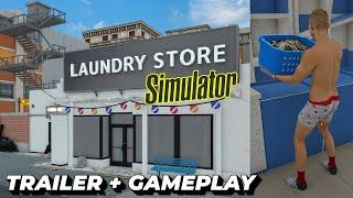 The Business of Clean Clothes - Laundry Store Simulator Trailer + Gameplay PC Steam 4K