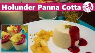 Holunder Panna Cotta einfaches Rezept | Mit schneller Beerensauce und Apfel Kompott | Grundrezept