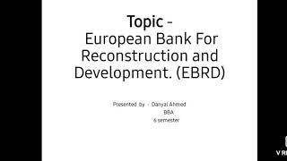 European Bank for Reconstruction and Development