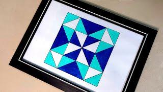 Square Geometry Art | Square Geometry Pattern with Painting | Simple Art Drawing | Geometric Design