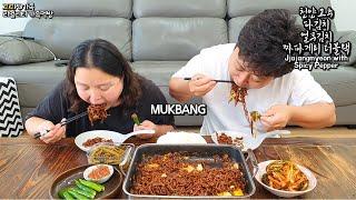 청양고추 먹으려고 더블랙 짜파게티 4봉 끓였어요!(ft.파김치, 열무김치)ㅣJjajangmyeon with Spicy PepperㅣMUKBANGㅣEATING SHOW