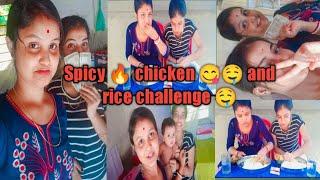 Spicy Chicken curry+Rice Eating show challenge @Srija,s vlog