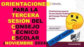 Soy Docente: ORIENTACIONES PARA LA TERCERA SESIÓN DEL CONSEJO TÉCNICO ESCOLAR (NOVIEMBRE 2024)