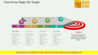 Four Arrow Steps On Target Powerpoint Templates