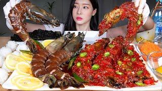 ASMR MUKBANG | GIANT SHRIMP   Soy Sauce Marinated King Tiger Shrimp & Spicy Sauce Marinated Shrimp