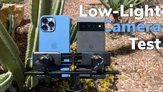 Pixel 6 Pro vs iPhone 13 Pro Max - Low Light 4K Video & Photo Camera Test