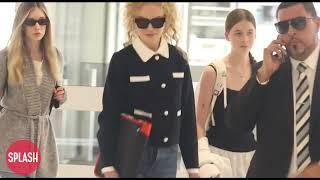 Actress Nicole Kidman With Her Daughters Sunday And Faith Arrive At Sydney Airport