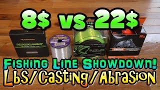 Line Showdown! Slime Line VS Whisker Seeker VS Momoi VS Kastking - Weight/Casting/Abrasion Test!