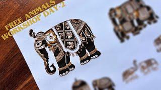 30 Days Free Animals Workshop Day-2 |Learn This Beautiful Elephant Startup Design| By Muskan Mehendi