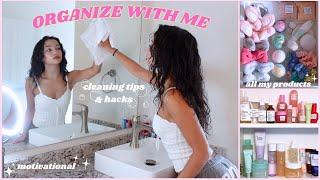 CLEANING MY DISGUSTING BATHROOM | organizing skincare & haircare | watch for motivation