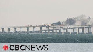 Explosion damages bridge to Crimea that's vital to Russia's war efforts