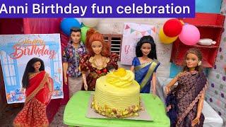 Barbie drama episode 22 | Anni birthday celebration | Barbie tiny food | Birthday celebration